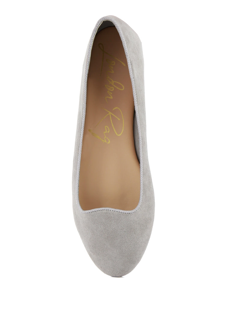 A pair of Eyeore Microfiber Casual Ballerinas featuring a soft microfiber upper, pointed toe design, and durable rubber outsole, perfect for casual wear.