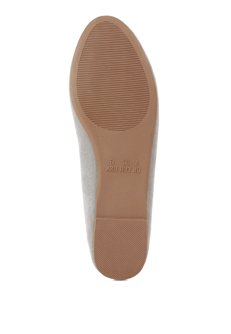 A pair of Eyeore Microfiber Casual Ballerinas featuring a soft microfiber upper, pointed toe design, and durable rubber outsole, perfect for casual wear.