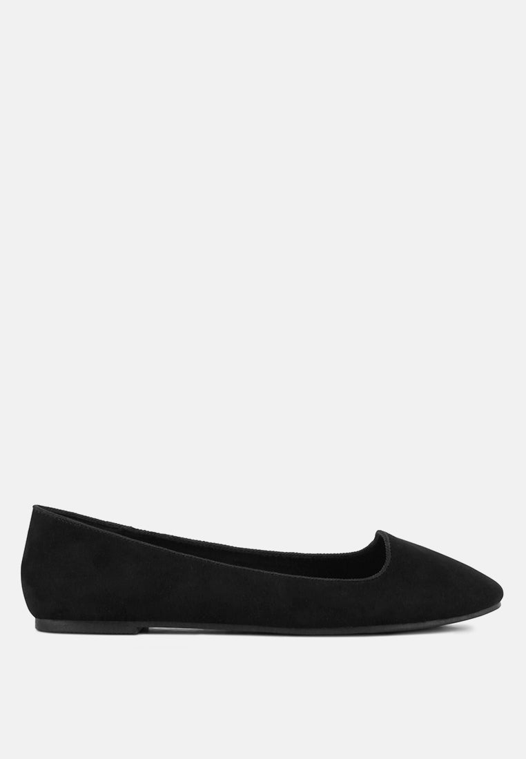 A pair of Eyeore Microfiber Casual Ballerinas featuring a soft microfiber upper, pointed toe design, and durable rubber outsole, perfect for casual wear.