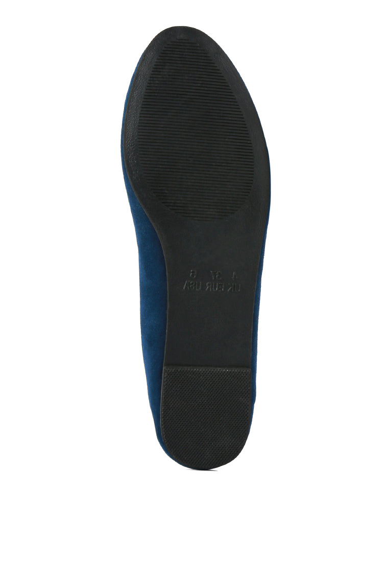 A pair of Eyeore Microfiber Casual Ballerinas featuring a soft microfiber upper, pointed toe design, and durable rubber outsole, perfect for casual wear.