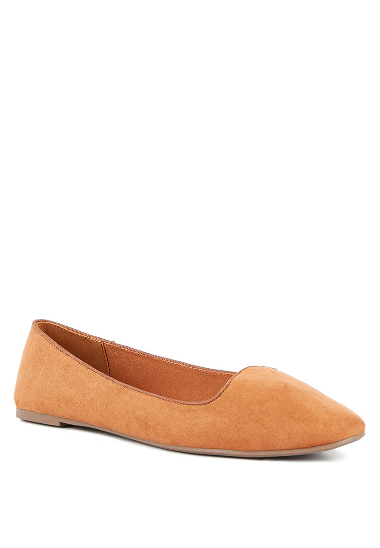 A pair of Eyeore Microfiber Casual Ballerinas featuring a soft microfiber upper, pointed toe design, and durable rubber outsole, perfect for casual wear.