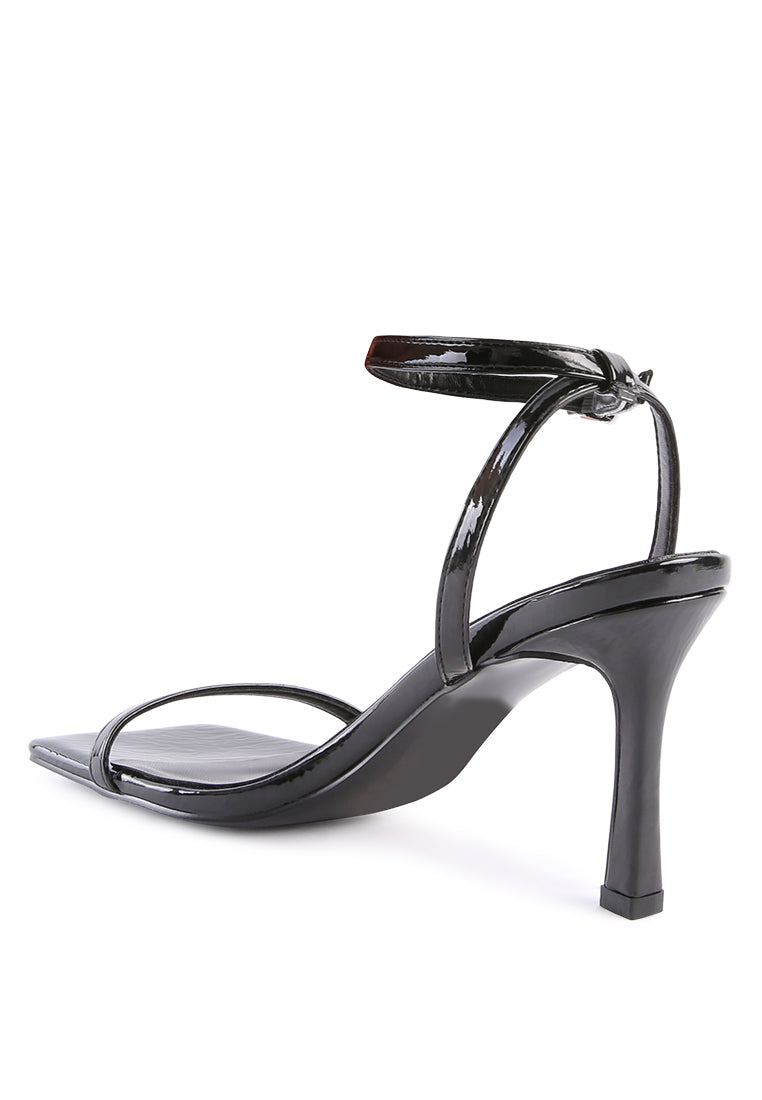 Fantasy Mid Heel Square Toe Sandals featuring a stylish square toe design and ankle strap, crafted from Croc Patent PU.