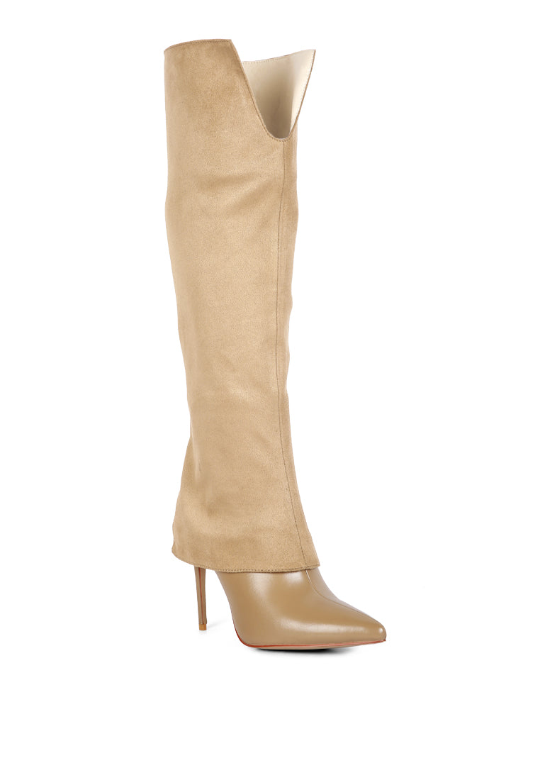 Fifido Knee Boot featuring a trendy fold-over design and high heel stilettos, perfect for autumn and winter fashion.