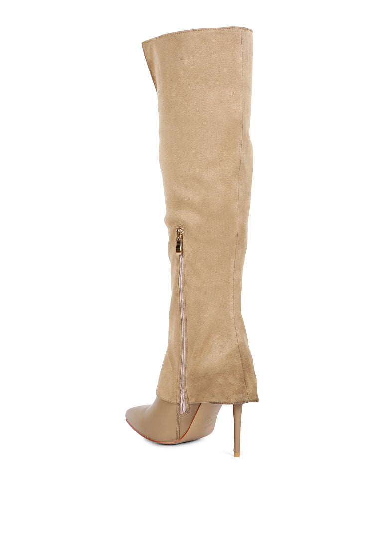 Fifido Knee Boot featuring a trendy fold-over design and high heel stilettos, perfect for autumn and winter fashion.