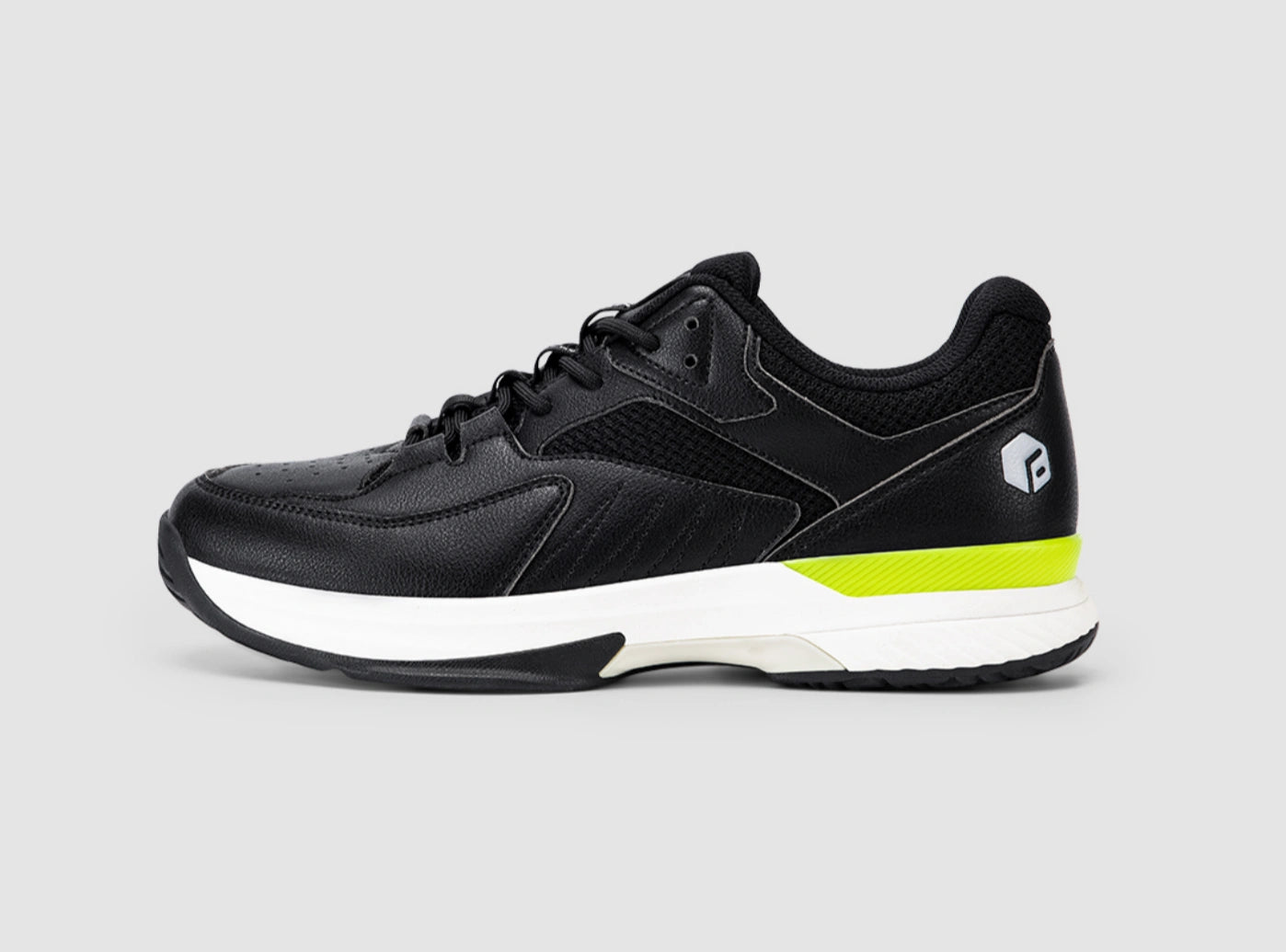 FitVille Men's Court Tennis Amadeus V1 shoes in black, white, orange, and khaki, showcasing their stylish design and performance features.