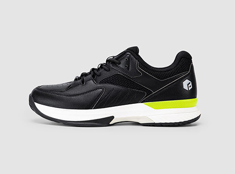 FitVille Women's Court Tennis Amadeus V1 shoes in black, white, orange, and khaki colorways, showcasing their stylish design and breathable upper.