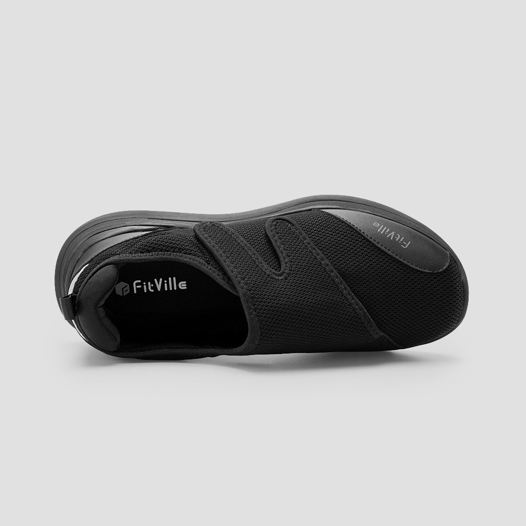 FitVille Women's EasyTop Diabetic Shoes V1 featuring adjustable Velcro straps, deep toe box, and cushioning sole for comfort.