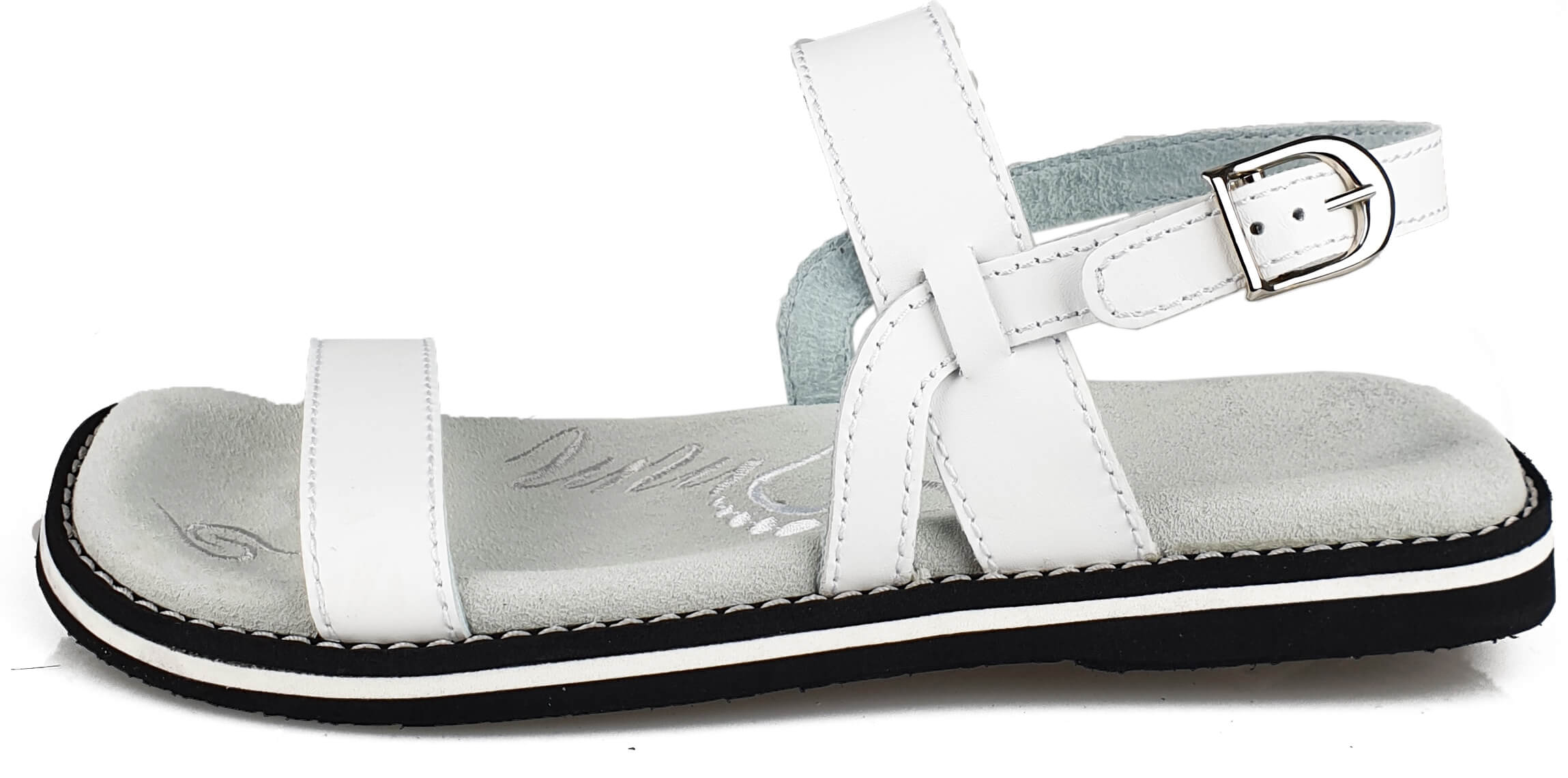 White leather Flip-Flops 4052 with adjustable strap and anatomical insoles, perfect for summer wear.