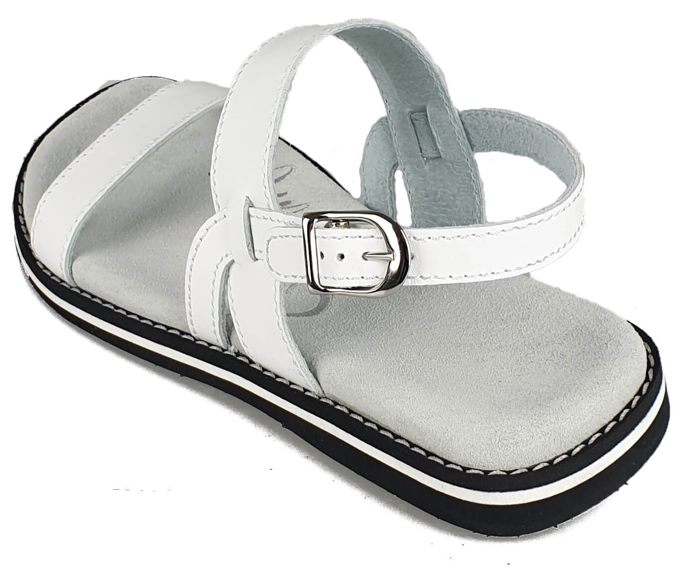 White leather Flip-Flops 4052 with adjustable strap and anatomical insoles, perfect for summer wear.