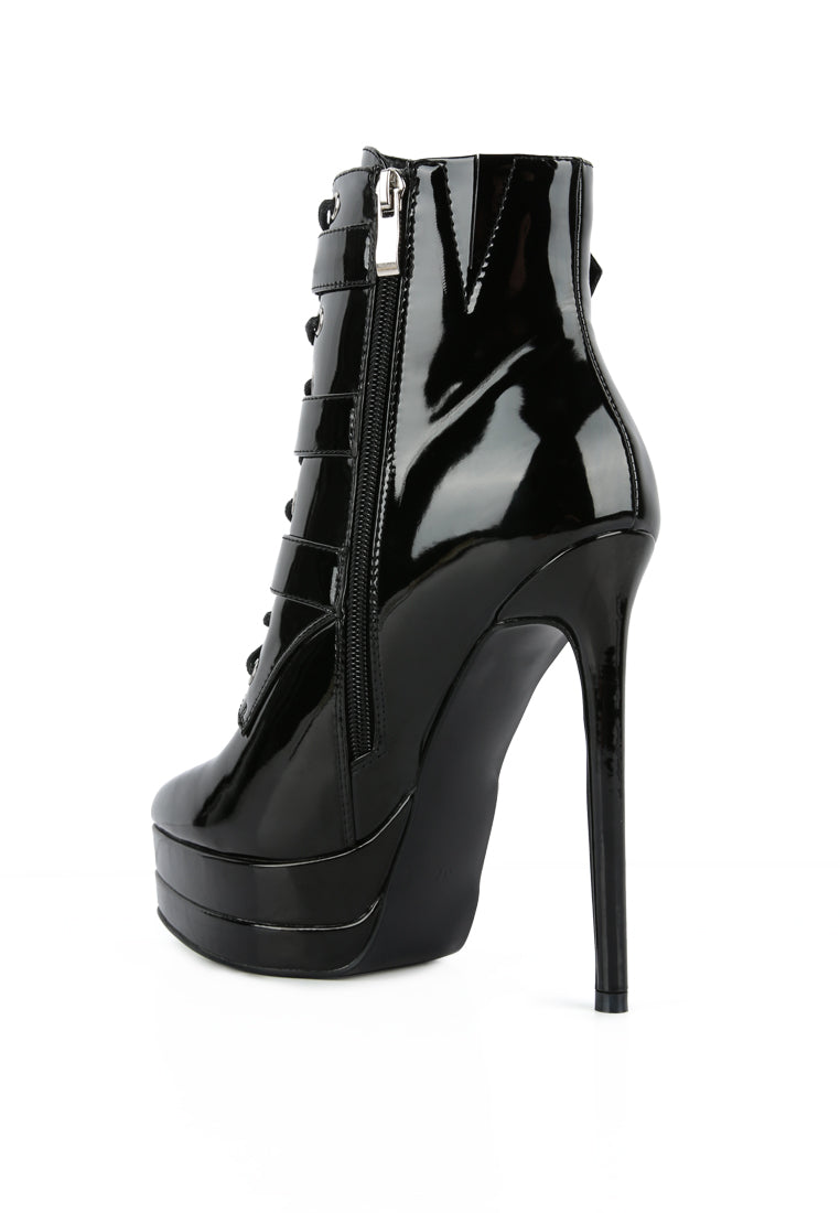 GANGUP High Heeled Stiletto Boots featuring buckle details and a sleek design, perfect for stylish outings.