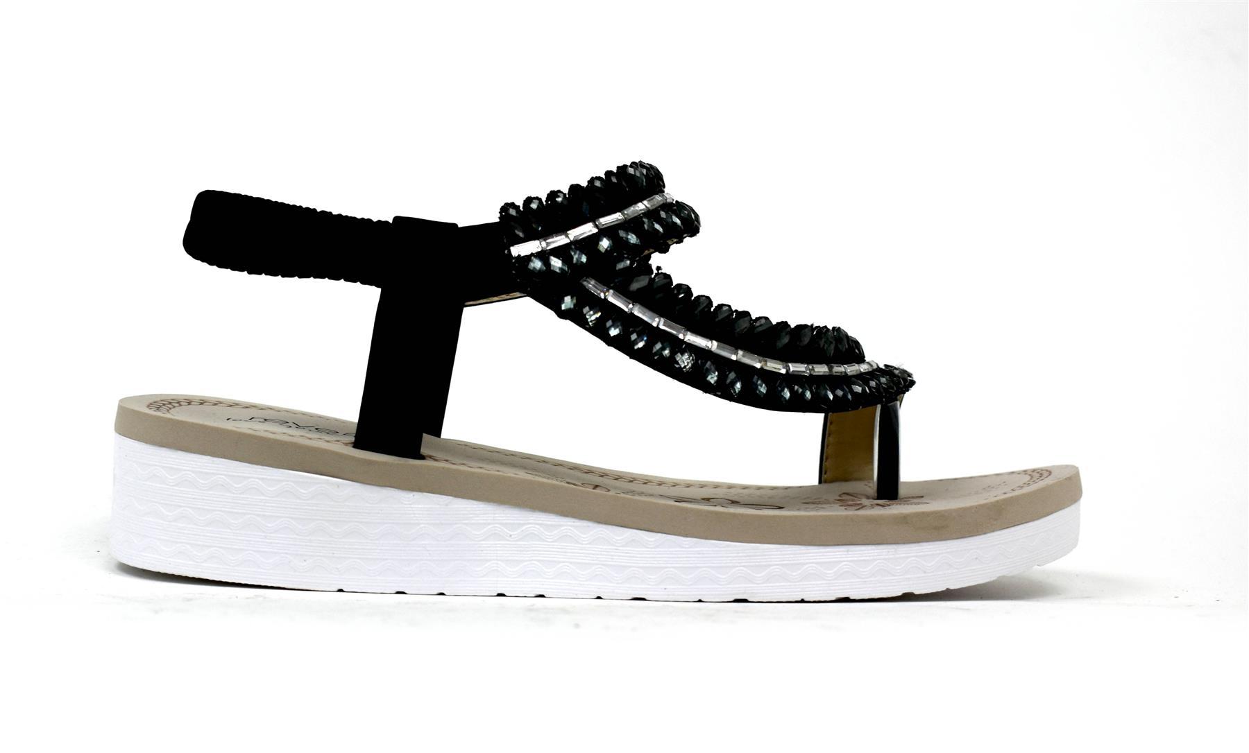 Gem Twist Comfort Sandal in Black featuring synthetic PU upper, EVA insock, and TPR sole for comfort and durability.