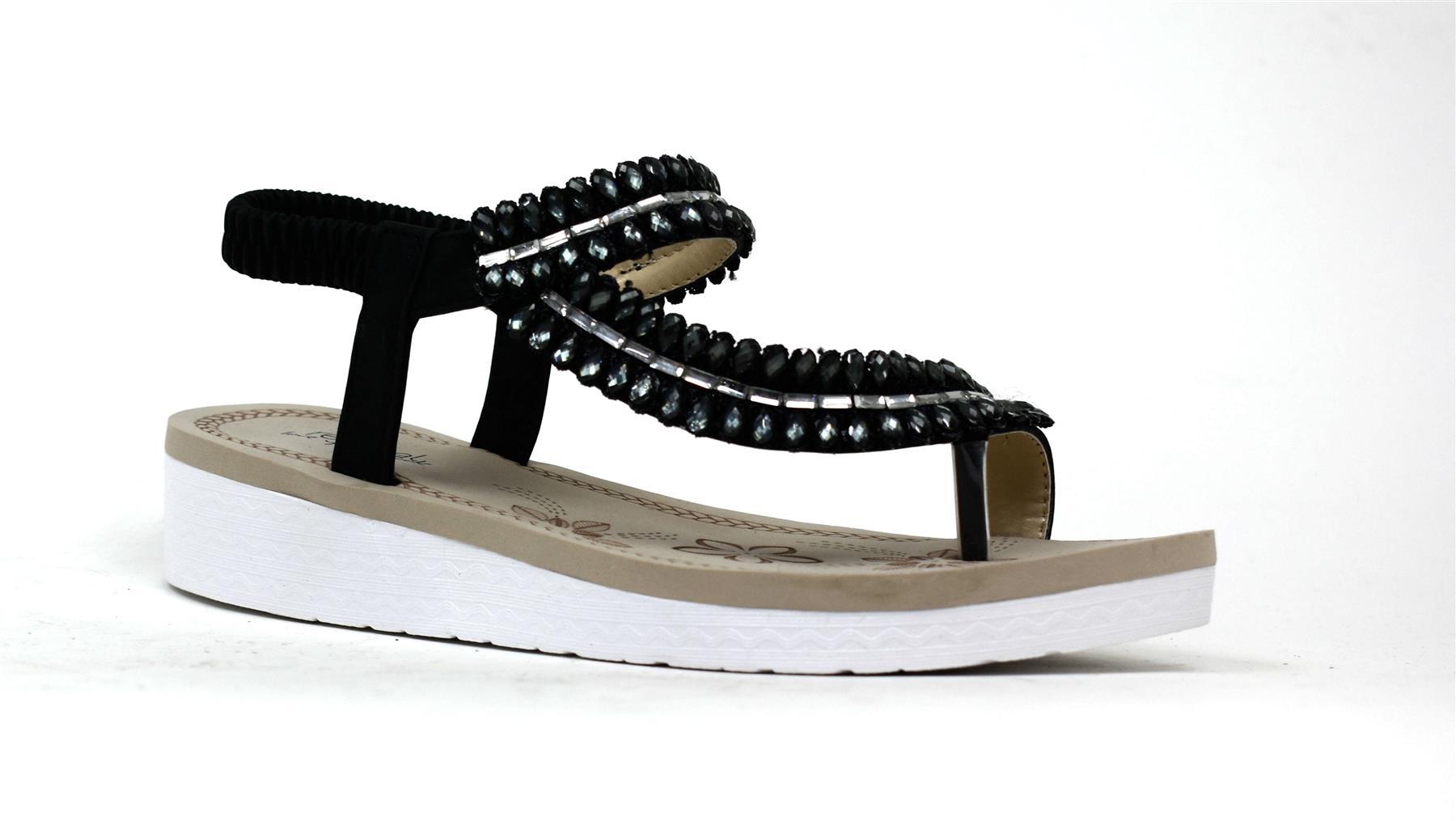 Gem Twist Comfort Sandal in Black featuring synthetic PU upper, EVA insock, and TPR sole for comfort and durability.