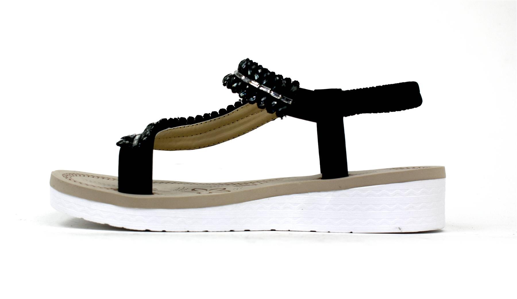 Gem Twist Comfort Sandal in Black featuring synthetic PU upper, EVA insock, and TPR sole for comfort and durability.