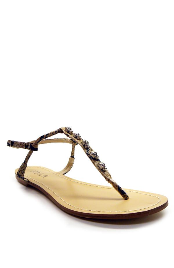 GHOSTRIDER strap slip-on sandal featuring elegant beaded detail and a side buckle for adjustable fit.