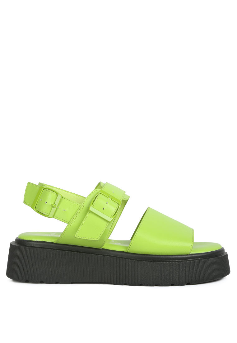 Gladen Pin Buckle Platform Sandals featuring a vintage design with a cushioned insole and durable TPR outsole.