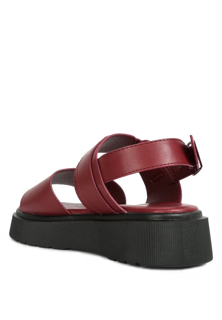 Gladen Pin Buckle Platform Sandals featuring a vintage design with a cushioned insole and durable TPR outsole.