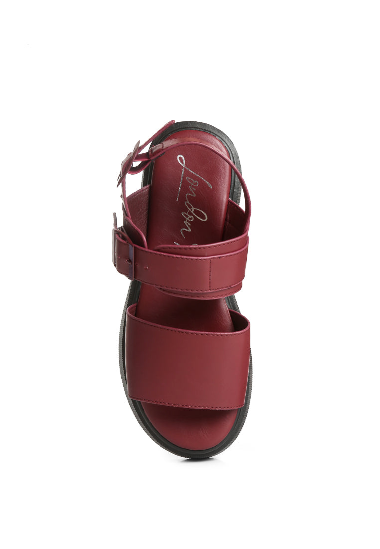 Gladen Pin Buckle Platform Sandals featuring a vintage design with a cushioned insole and durable TPR outsole.