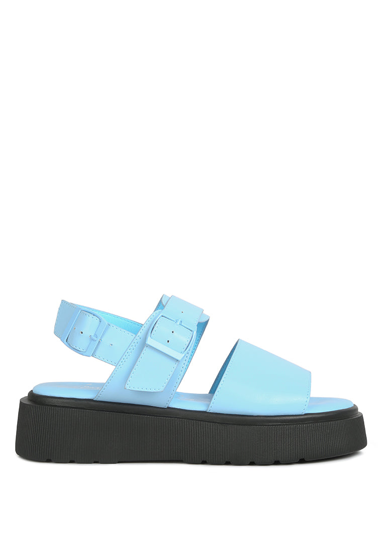 Gladen Pin Buckle Platform Sandals featuring a vintage design with a cushioned insole and durable TPR outsole.