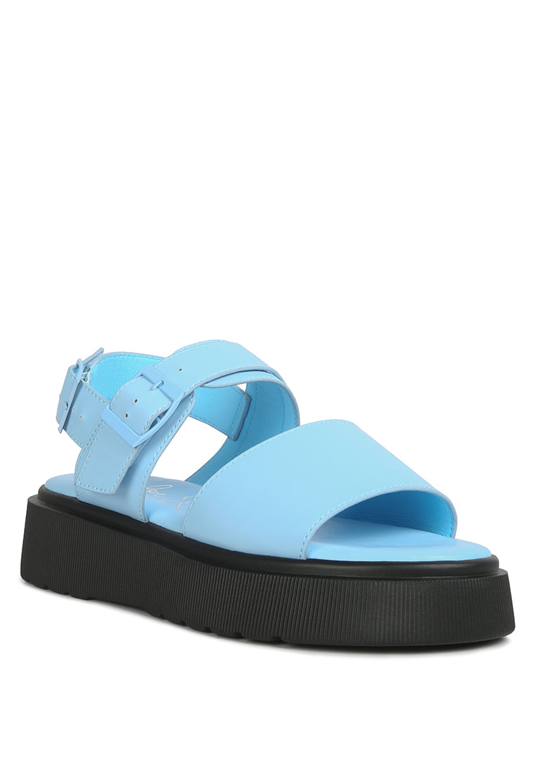 Gladen Pin Buckle Platform Sandals featuring a vintage design with a cushioned insole and durable TPR outsole.