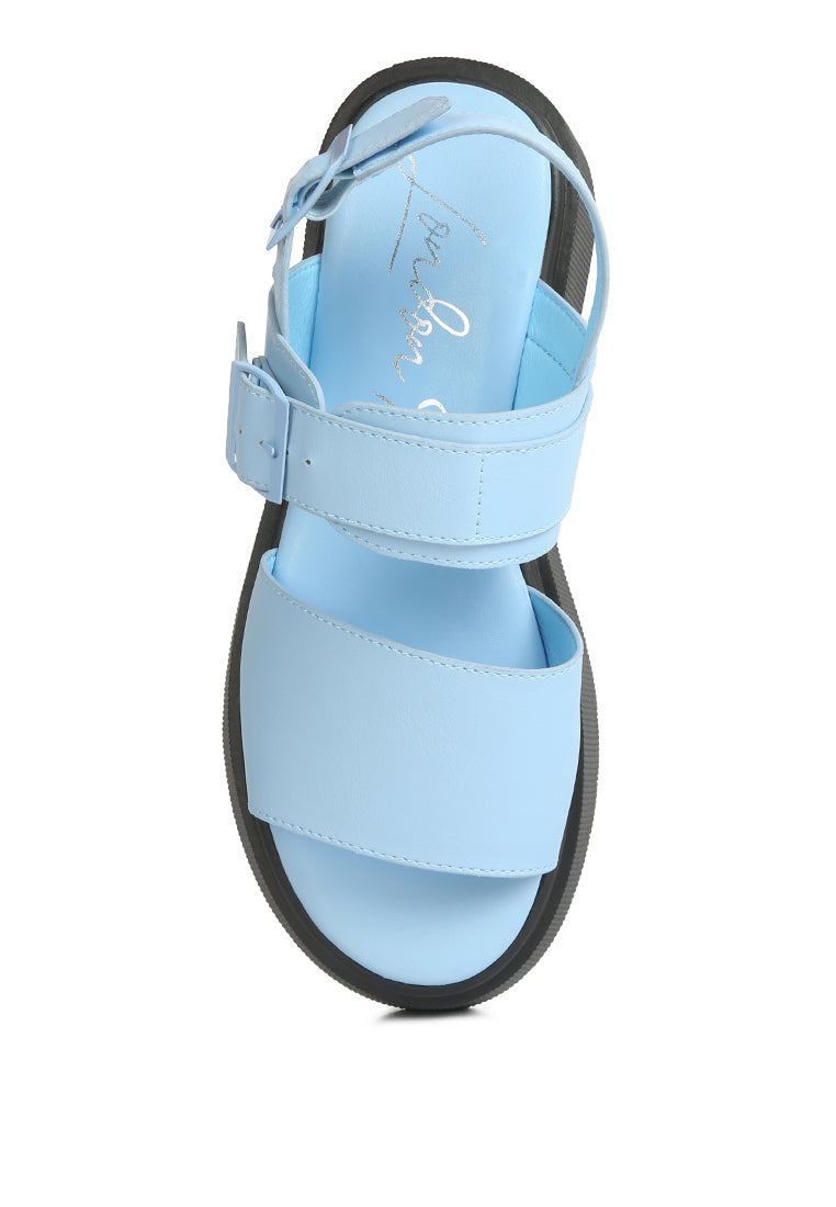 Gladen Pin Buckle Platform Sandals featuring a vintage design with a cushioned insole and durable TPR outsole.