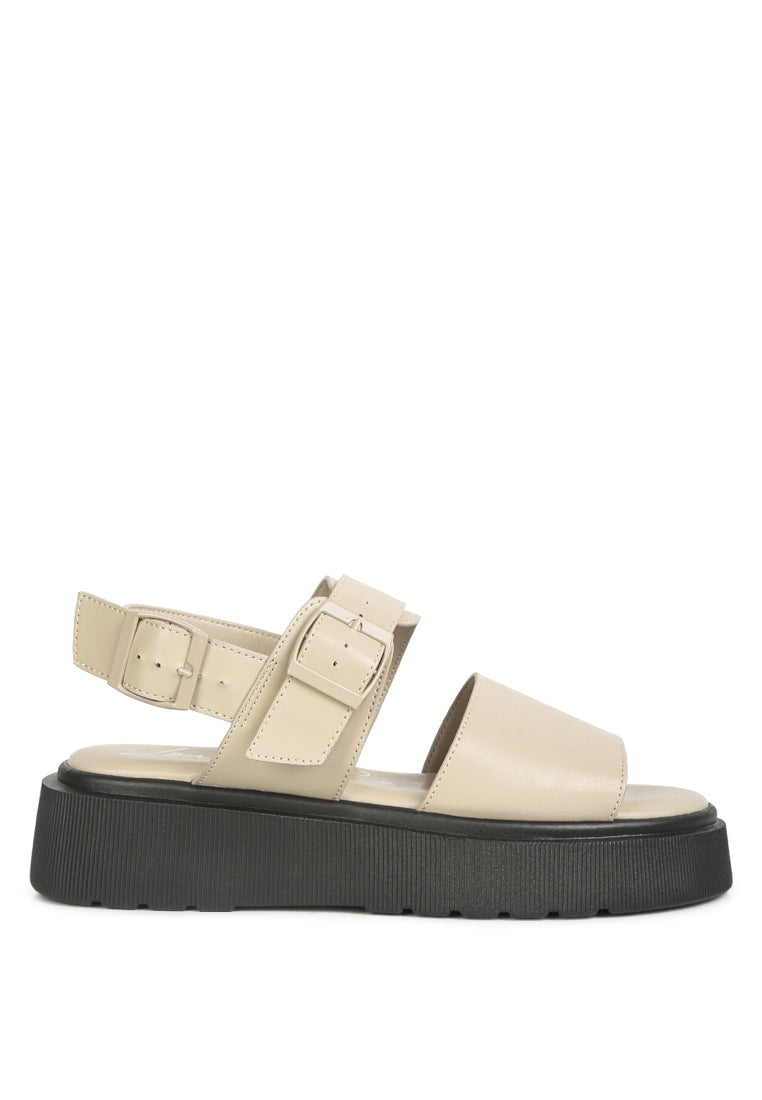 Gladen Pin Buckle Platform Sandals featuring a vintage design with a cushioned insole and durable TPR outsole.