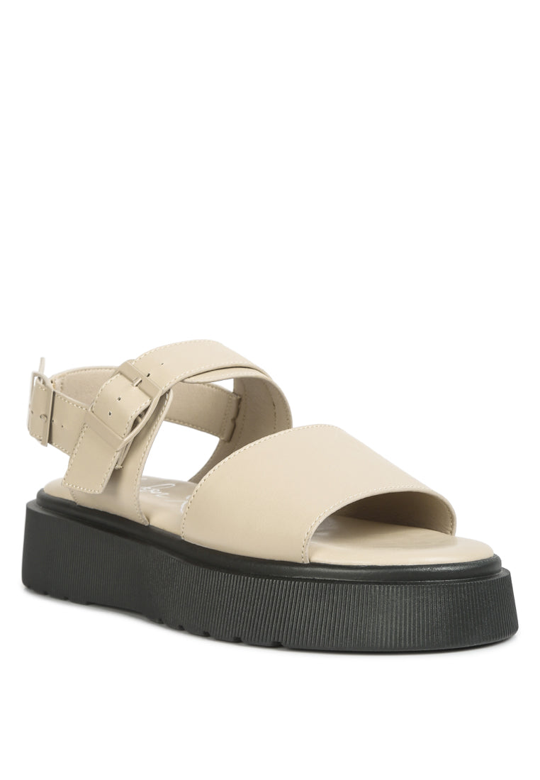 Gladen Pin Buckle Platform Sandals featuring a vintage design with a cushioned insole and durable TPR outsole.