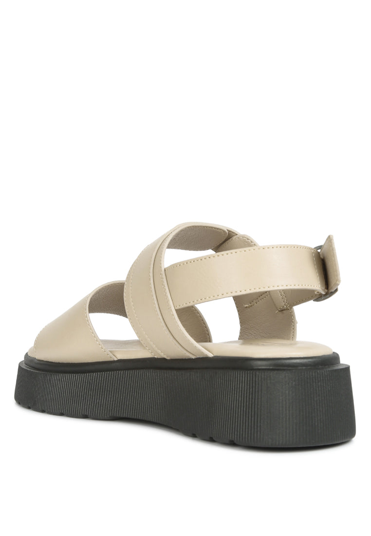 Gladen Pin Buckle Platform Sandals featuring a vintage design with a cushioned insole and durable TPR outsole.