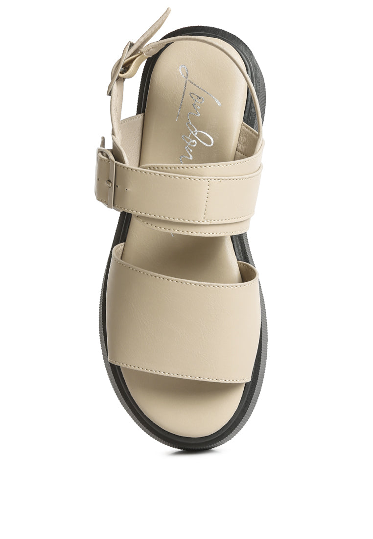 Gladen Pin Buckle Platform Sandals featuring a vintage design with a cushioned insole and durable TPR outsole.