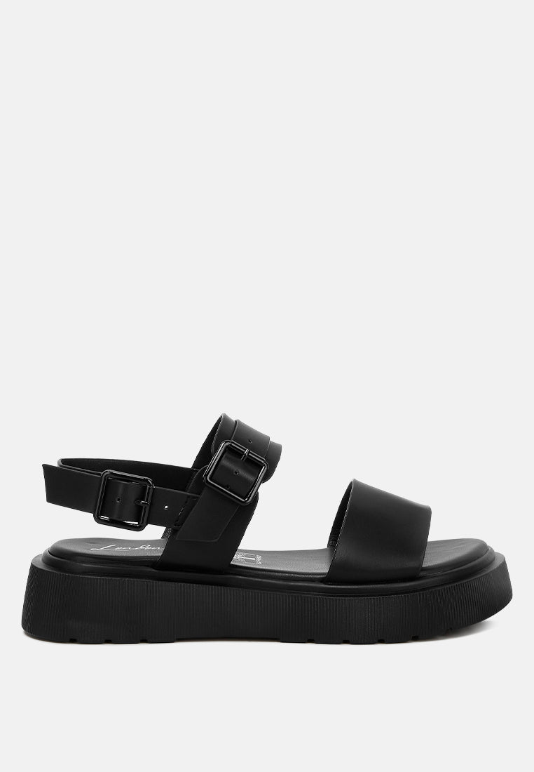 Gladen Pin Buckle Platform Sandals featuring a vintage design with a cushioned insole and durable TPR outsole.