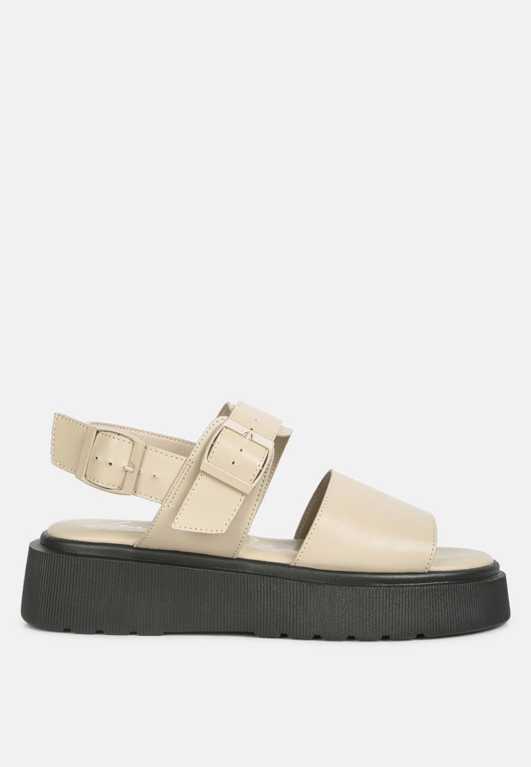 Gladen Pin Buckle Platform Sandals featuring a vintage design with a cushioned insole and durable TPR outsole.