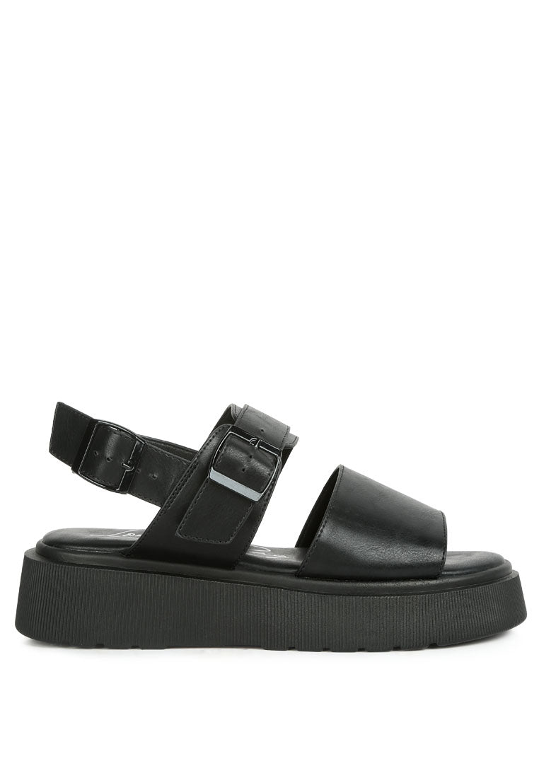 Gladen Pin Buckle Platform Sandals featuring a vintage design with a cushioned insole and durable TPR outsole.