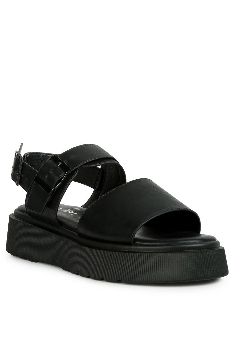 Gladen Pin Buckle Platform Sandals featuring a vintage design with a cushioned insole and durable TPR outsole.