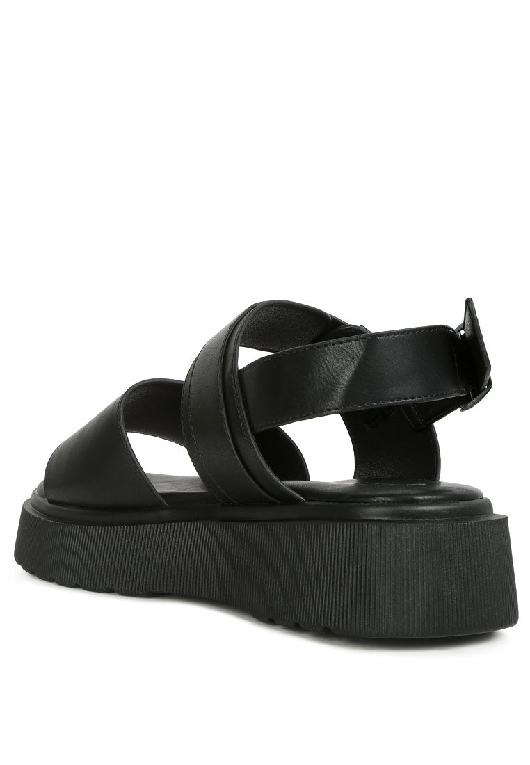 Gladen Pin Buckle Platform Sandals featuring a vintage design with a cushioned insole and durable TPR outsole.