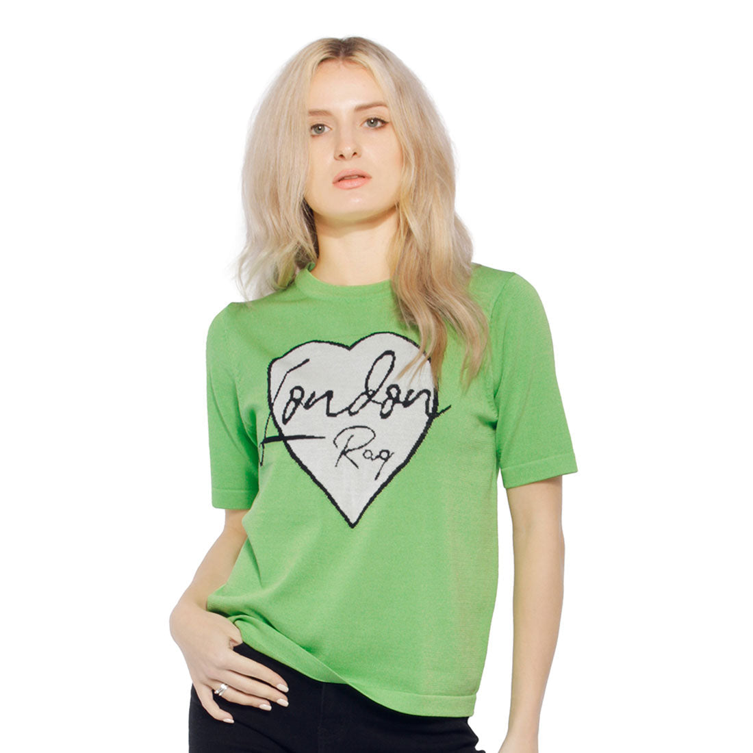 A stylish graphic t-shirt featuring a unique design, made from 100% viscose, showcasing a relaxed fit and round neckline.