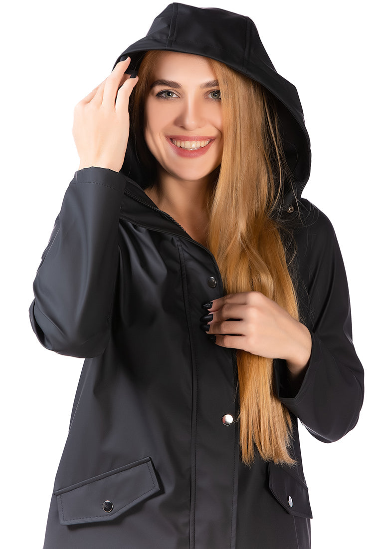 A stylish Hooded Long Parka Jacket featuring a relaxed fit, full sleeves, and two front flap pockets, perfect for chilly weather.