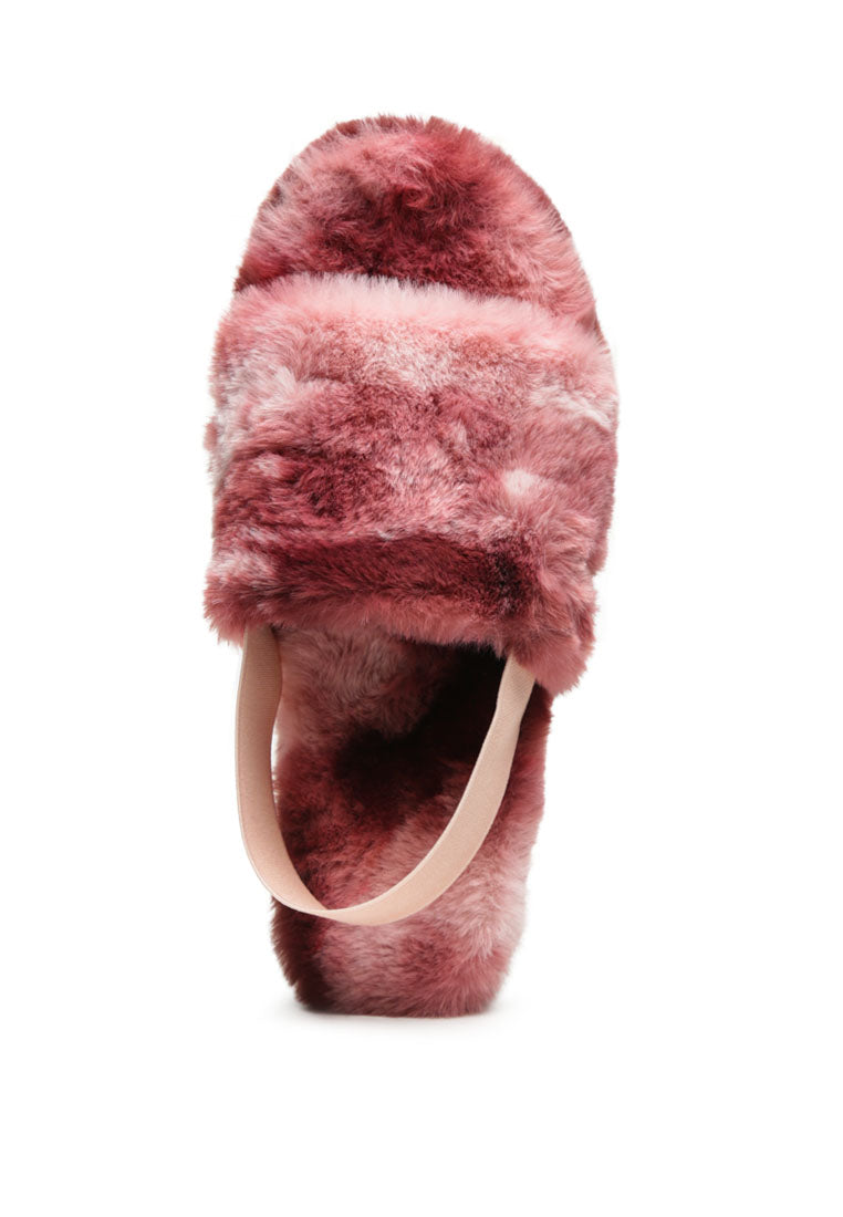 Cozy Jamun Slingback Platform Slides with fur upper and PVC sole, perfect for indoor use.