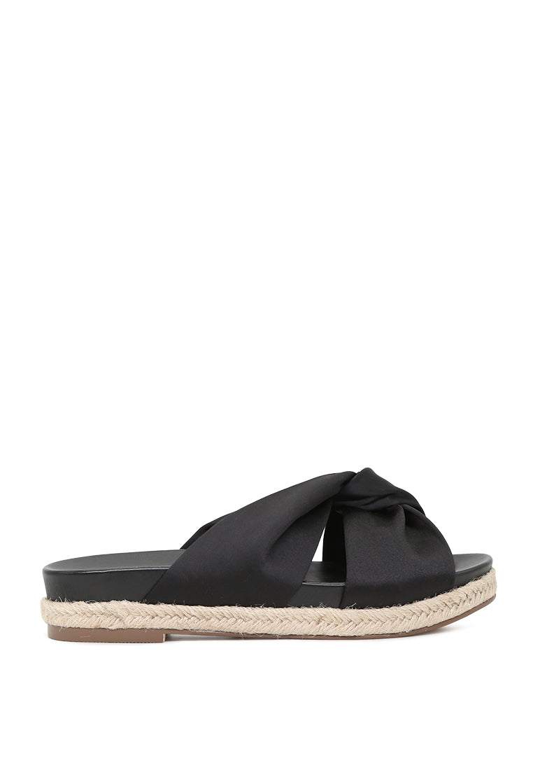 Jaycee Espadrille Platform Criss Cross Strap Sandals featuring a stylish wedge design with criss-cross straps in a soft fabric material.