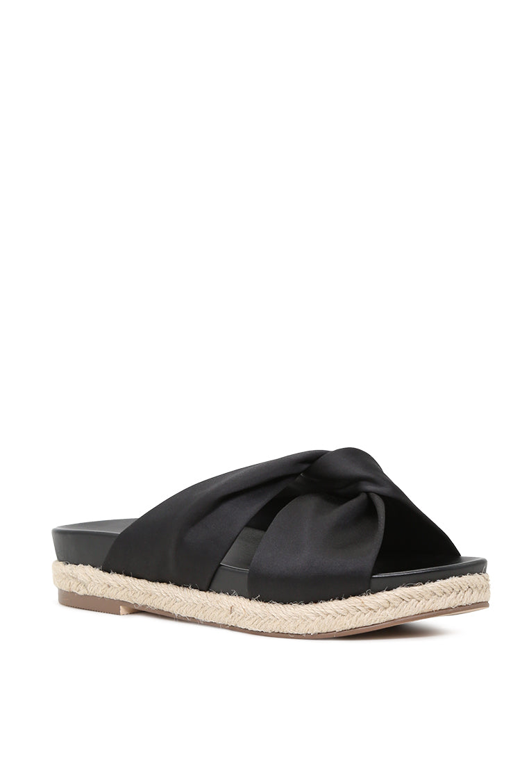 Jaycee Espadrille Platform Criss Cross Strap Sandals featuring a stylish wedge design with criss-cross straps in a soft fabric material.