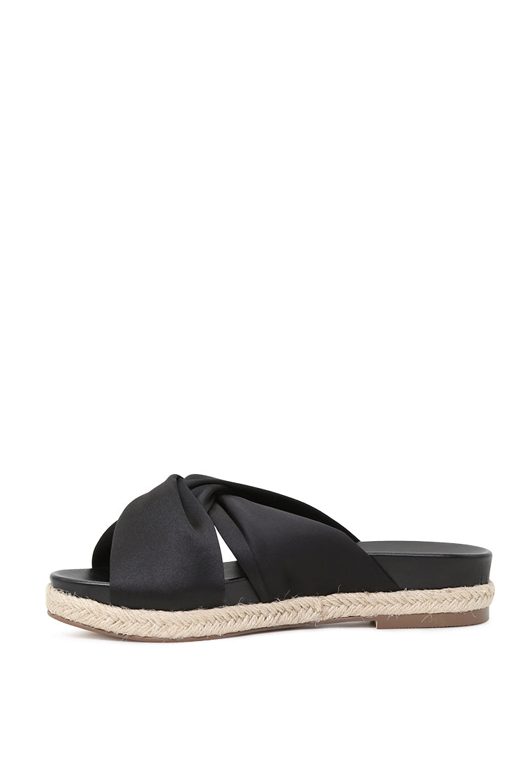 Jaycee Espadrille Platform Criss Cross Strap Sandals featuring a stylish wedge design with criss-cross straps in a soft fabric material.