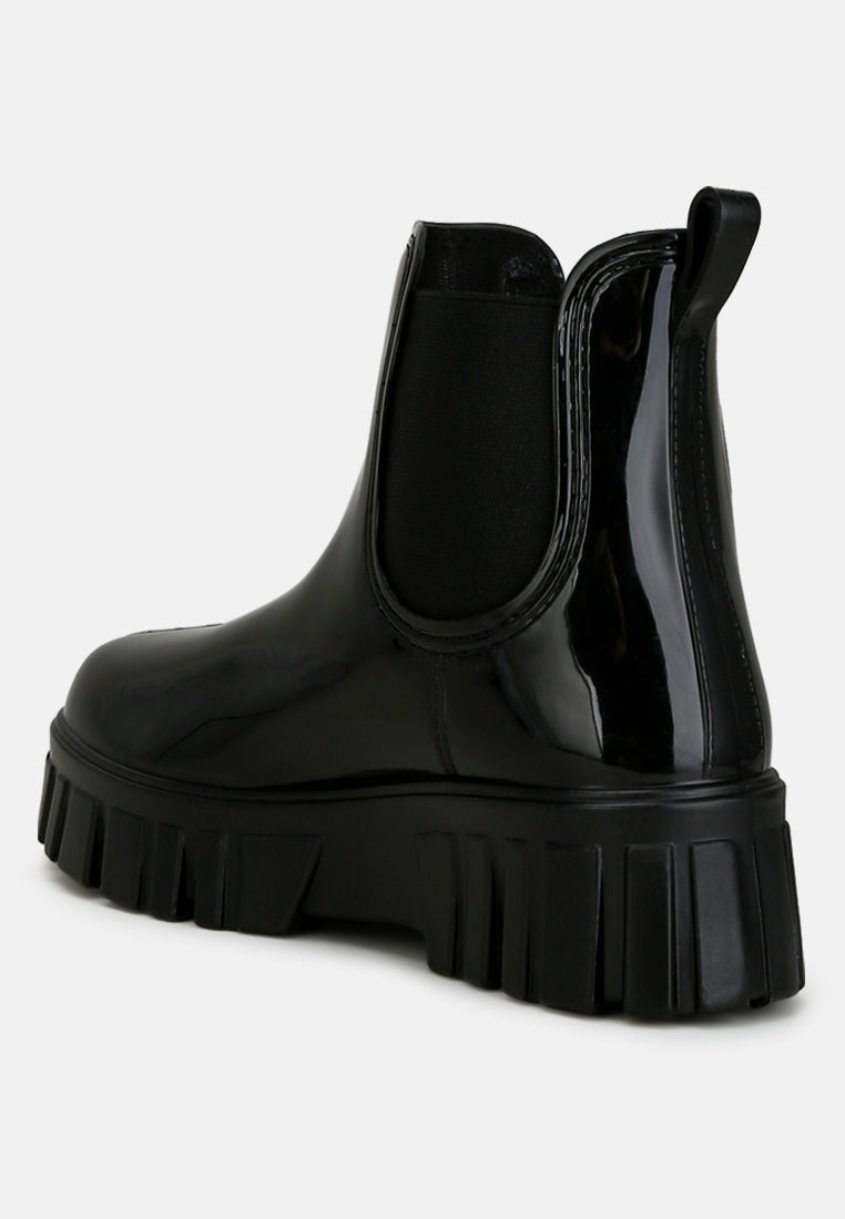 Jerico Chunky Chelsea Boots featuring platform block heels and elasticated gussets, perfect for stylish and comfortable wear.