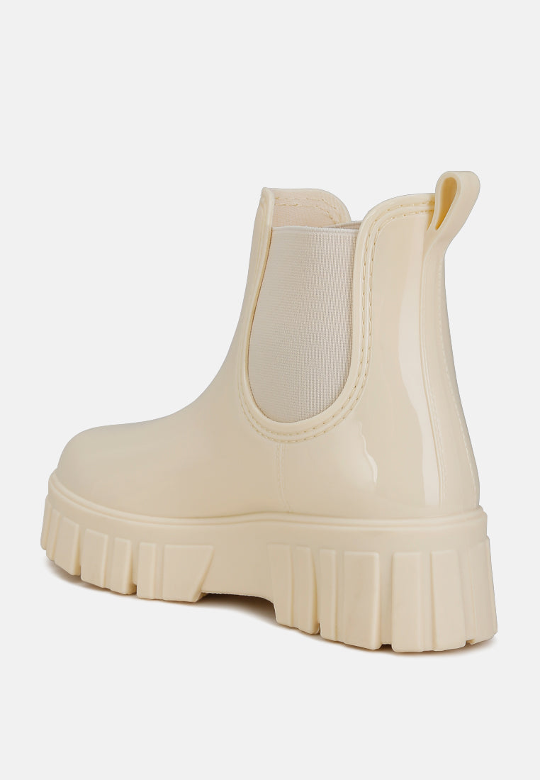 Jerico Chunky Chelsea Boots featuring platform block heels and elasticated gussets, perfect for stylish and comfortable wear.