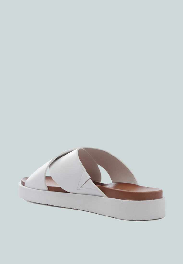 Johana Low Platform Sandals in white with double straps, showcasing a stylish and comfortable design.