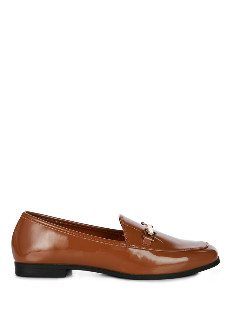 Jolan Faux Leather Semi Casual Loafers featuring a stylish design with golden metal sling detail and a cozy insole, perfect for everyday wear.