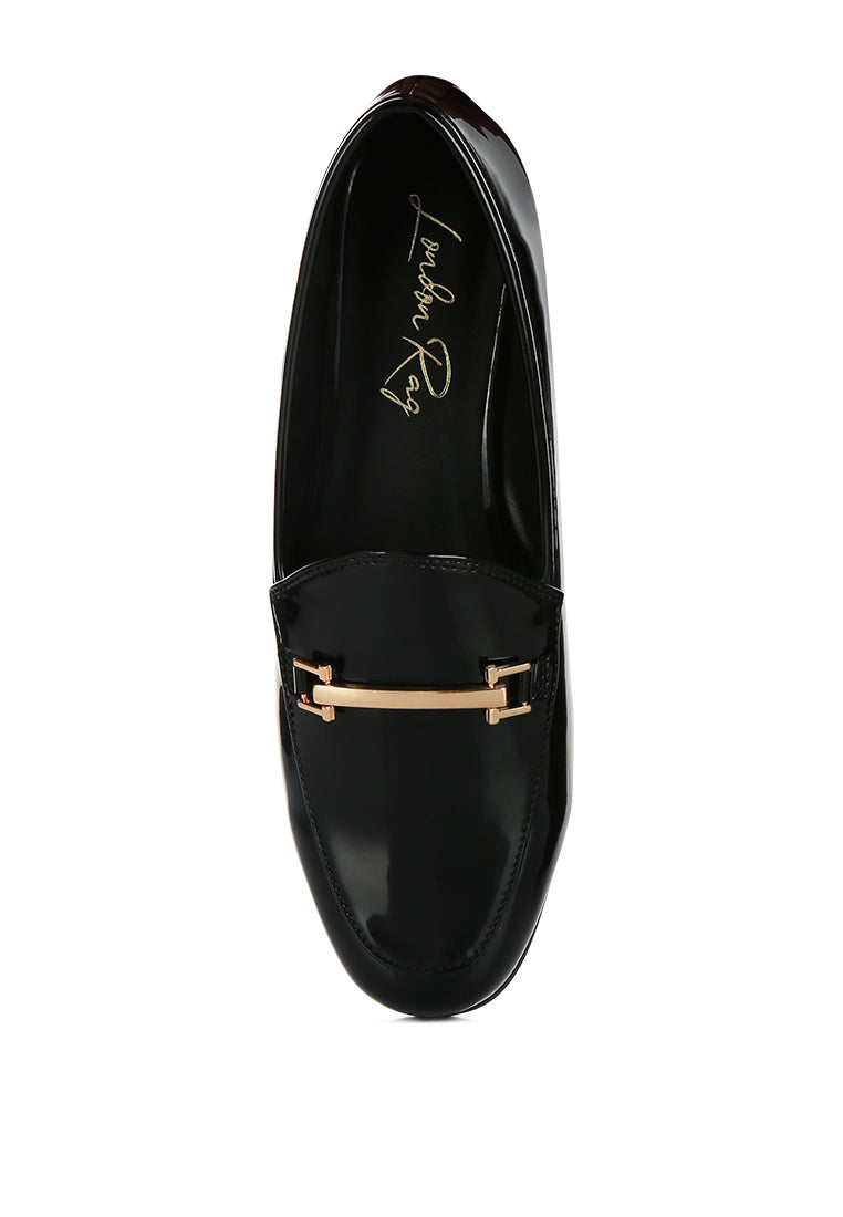 Jolan Faux Leather Semi Casual Loafers featuring a stylish design with golden metal sling detail and a cozy insole, perfect for everyday wear.