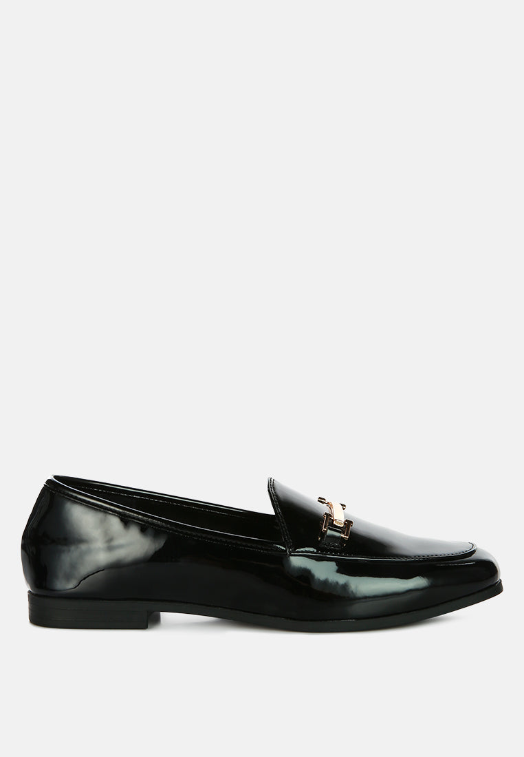 Jolan Faux Leather Semi Casual Loafers featuring a stylish design with golden metal sling detail and a cozy insole, perfect for everyday wear.