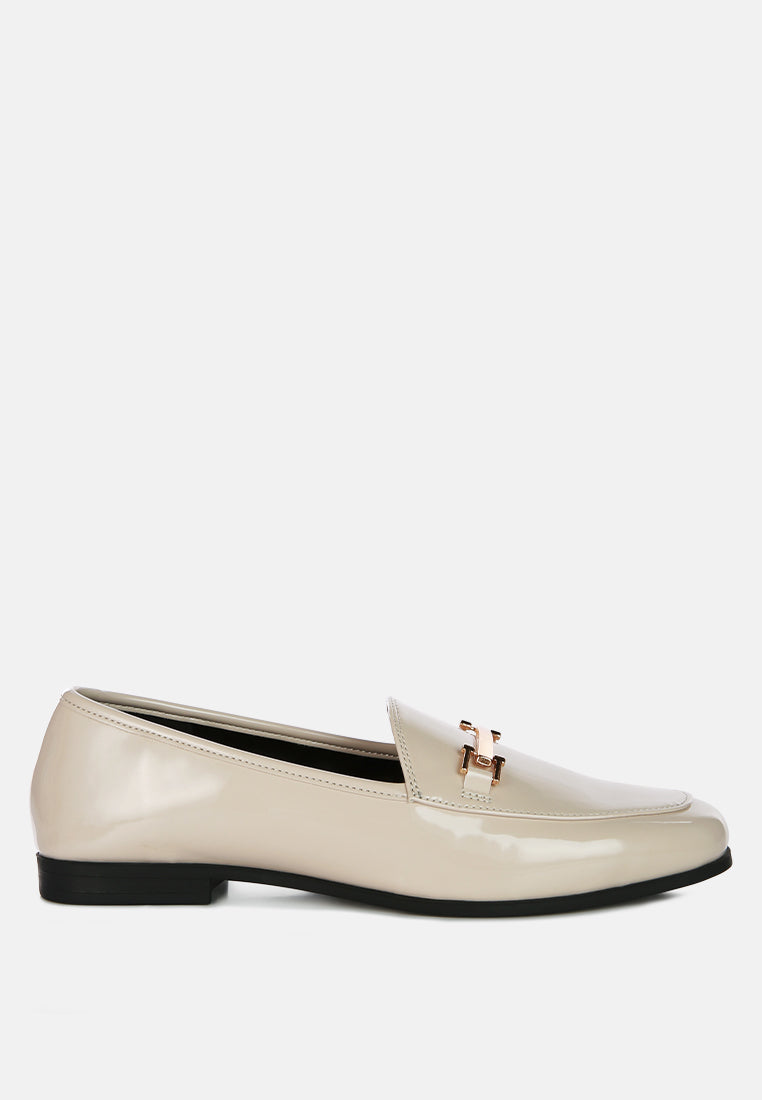 Jolan Faux Leather Semi Casual Loafers featuring a stylish design with golden metal sling detail and a cozy insole, perfect for everyday wear.