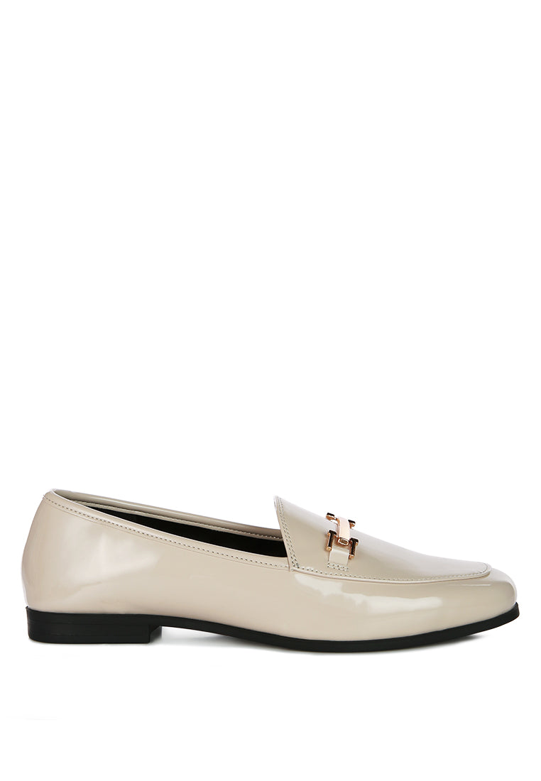 Jolan Faux Leather Semi Casual Loafers featuring a stylish design with golden metal sling detail and a cozy insole, perfect for everyday wear.