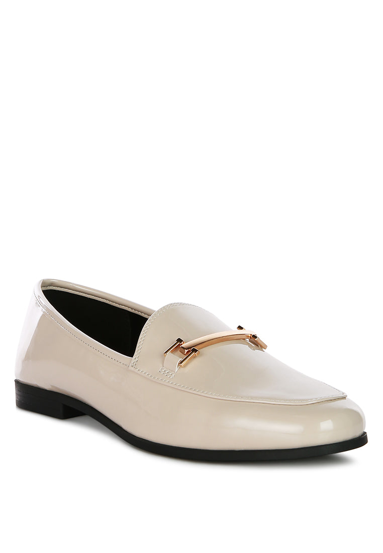 Jolan Faux Leather Semi Casual Loafers featuring a stylish design with golden metal sling detail and a cozy insole, perfect for everyday wear.