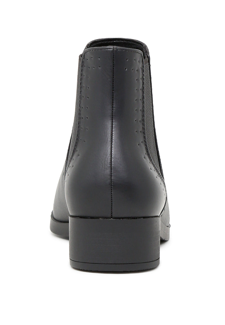 Stylish Kimberly Chelsea Boots featuring a block heel and elasticated gussets, perfect for casual or dressy outfits.