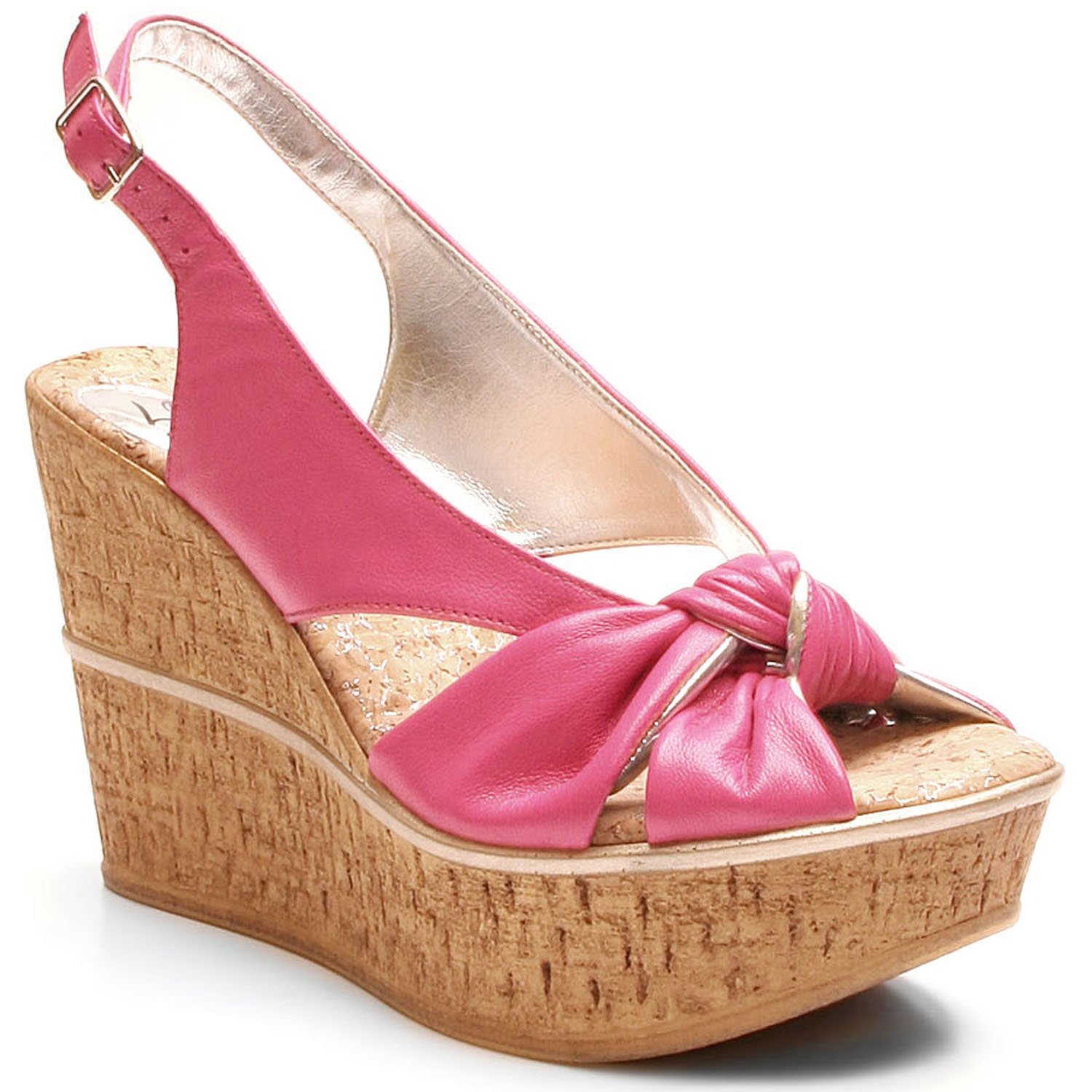 Knot It high wedges featuring a 4-inch heel, genuine leather upper, and memory foam padding, perfect for summer outfits.